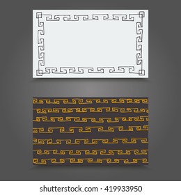 Visit Card with hand drawn abstract pattern. Hand Drawn Business Card Design with frame.