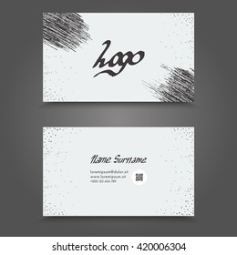 Visit Card With Hand Drawn Abstract Elements. Hand Drawn Business Card Template Design.