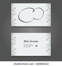 Visit Card With Hand Drawn Abstract Elements. Hand Drawn Business Card Template Design.