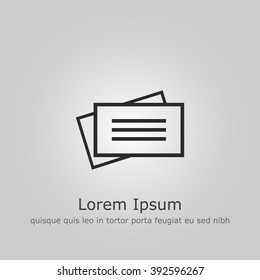 Visit Card Icon, On Grey Background, Dark Outline, Example Text