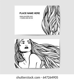 visit card template of beauty (hair) salon