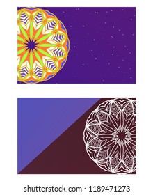 Visit Card template with floral mandala pattern. Vector template. Islam, Arabic, Indian, Mexican ottoman motifs. Hand drawn background.