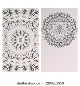 Visit Card template with floral mandala pattern. Vector template. Islam, Arabic, Indian, Mexican ottoman motifs. Hand drawn background