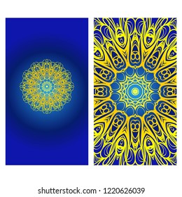 Visit Card template with floral mandala pattern. Vector template. Islam, Arabic, Indian, Mexican ottoman motifs. Hand drawn background