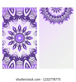 Visit Card template with floral mandala pattern. Vector template. Islam, Arabic, Indian, Mexican ottoman motifs. Hand drawn background