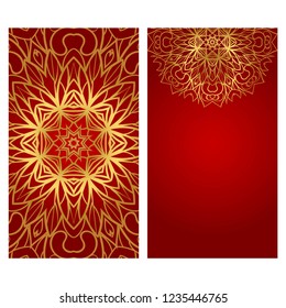 Visit Card template with floral mandala pattern. Vector template. Islam, Arabic, Indian, Mexican ottoman motifs. Hand drawn background