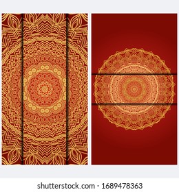 Visit Card Template With Floral Mandala Pattern. Vector Template. Islam, Arabic, Indian, Mexican Ottoman Motifs. Hand Drawn Background.