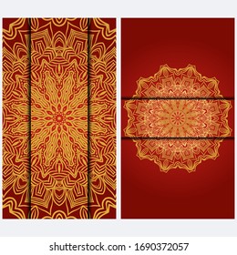 Visit Card Template With Floral Mandala Pattern. Vector Template. Islam, Arabic, Indian, Mexican Ottoman Motifs. Hand Drawn Background.