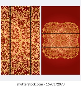 Visit Card Template With Floral Mandala Pattern. Vector Template. Islam, Arabic, Indian, Mexican Ottoman Motifs. Hand Drawn Background.
