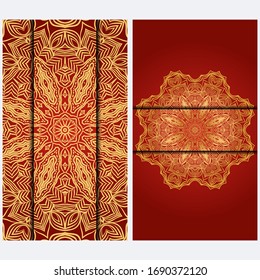 Visit Card Template With Floral Mandala Pattern. Vector Template. Islam, Arabic, Indian, Mexican Ottoman Motifs. Hand Drawn Background.