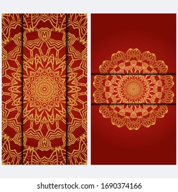 Visit Card Template With Floral Mandala Pattern. Vector Template. Islam, Arabic, Indian, Mexican Ottoman Motifs. Hand Drawn Background.