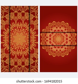 Visit Card Template With Floral Mandala Pattern. Vector Template. Islam, Arabic, Indian, Mexican Ottoman Motifs. Hand Drawn Background.