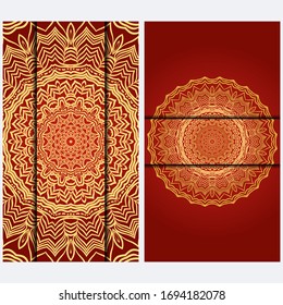 Visit Card Template With Floral Mandala Pattern. Vector Template. Islam, Arabic, Indian, Mexican Ottoman Motifs. Hand Drawn Background.