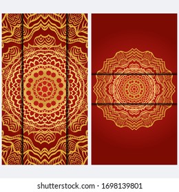 Visit Card Template With Floral Mandala Pattern. Vector Template. Islam, Arabic, Indian, Mexican Ottoman Motifs. Hand Drawn Background.