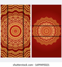 Visit Card Template With Floral Mandala Pattern. Vector Template. Islam, Arabic, Indian, Mexican Ottoman Motifs. Hand Drawn Background.
