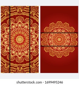 Visit Card Template With Floral Mandala Pattern. Vector Template. Islam, Arabic, Indian, Mexican Ottoman Motifs. Hand Drawn Background.