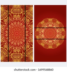 Visit Card Template With Floral Mandala Pattern. Vector Template. Islam, Arabic, Indian, Mexican Ottoman Motifs. Hand Drawn Background.