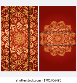 Visit Card Template With Floral Mandala Pattern. Vector Template. Islam, Arabic, Indian, Mexican Ottoman Motifs. Hand Drawn Background.
