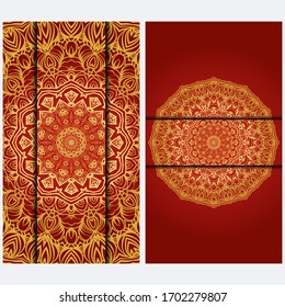 Visit Card Template With Floral Mandala Pattern. Vector Template. Islam, Arabic, Indian, Mexican Ottoman Motifs. Hand Drawn Background.