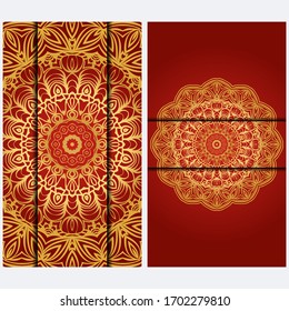 Visit Card Template With Floral Mandala Pattern. Vector Template. Islam, Arabic, Indian, Mexican Ottoman Motifs. Hand Drawn Background.
