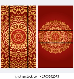Visit Card Template With Floral Mandala Pattern. Vector Template. Islam, Arabic, Indian, Mexican Ottoman Motifs. Hand Drawn Background.