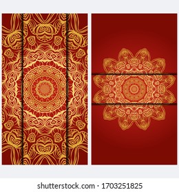 Visit Card Template With Floral Mandala Pattern. Vector Template. Islam, Arabic, Indian, Mexican Ottoman Motifs. Hand Drawn Background.