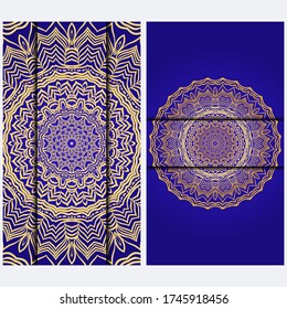 Visit Card Template With Floral Mandala Pattern. Vector Template. Islam, Arabic, Indian, Mexican Ottoman Motifs. Hand Drawn Background.