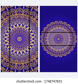 Visit Card Template With Floral Mandala Pattern. Vector Template. Islam, Arabic, Indian, Mexican Ottoman Motifs. Hand Drawn Background.