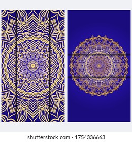 Visit Card Template With Floral Mandala Pattern. Vector Template. Islam, Arabic, Indian, Mexican Ottoman Motifs. Hand Drawn Background.