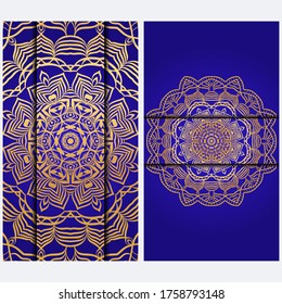 Visit Card Template With Floral Mandala Pattern. Vector Template. Islam, Arabic, Indian, Mexican Ottoman Motifs. Hand Drawn Background.
