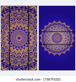 Visit Card Template With Floral Mandala Pattern. Vector Template. Islam, Arabic, Indian, Mexican Ottoman Motifs. Hand Drawn Background.
