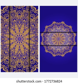 Visit Card Template With Floral Mandala Pattern. Vector Template. Islam, Arabic, Indian, Mexican Ottoman Motifs. Hand Drawn Background.