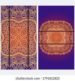 Visit Card Template With Floral Mandala Pattern. Vector Template. Islam, Arabic, Indian, Mexican Ottoman Motifs. Hand Drawn Background.