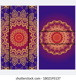 Visit Card Template With Floral Mandala Pattern. Vector Template. Islam, Arabic, Indian, Mexican Ottoman Motifs. Hand Drawn Background.