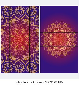 Visit Card Template With Floral Mandala Pattern. Vector Template. Islam, Arabic, Indian, Mexican Ottoman Motifs. Hand Drawn Background.