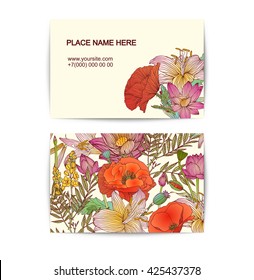 visit card template with flowers
