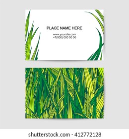 visit card template with green grass