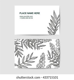 visit card template with senna linear flowers for florist salon