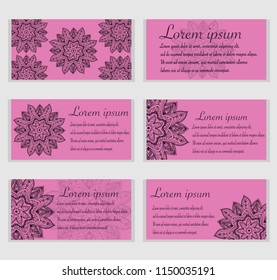 visit card template set with mandala ornament Lorem ipsum card design. Ottoman, arabic, oriental, turkish, indian, pakistan motif.
