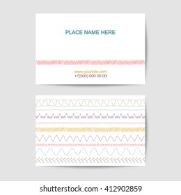 visit card template with sewing stitches for textile workshop