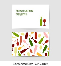 visit card template with wine glass and bottle for sommelier