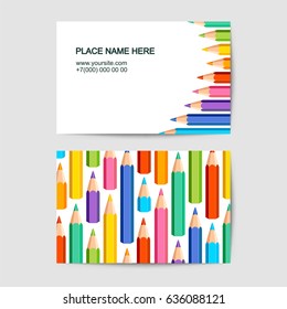 visit card vector template with colored pencils