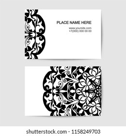Visit card vector template with lace pattern