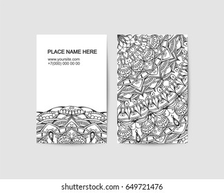 visit card vector template with lace pattern