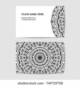 Visit card vector template with lace pattern