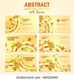 Visit cards with autumn leaves