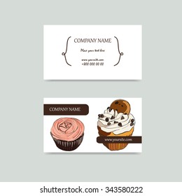 Visit cards with cupcake in vector