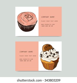 Visit cards with cupcake in vector