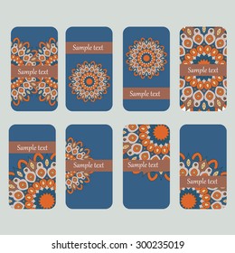Visit cards with flower mandala in vector