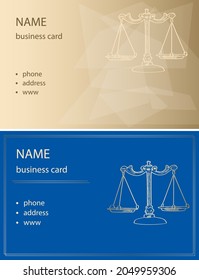 visit cards of lawyers - gold and blue vector templates